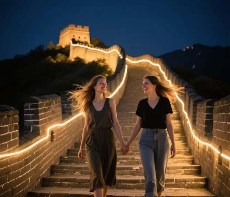 Twilight Glow at Mutianyu Great Wall Evening Bus Tour+Ticket - Watching the Wall change from sunset to night